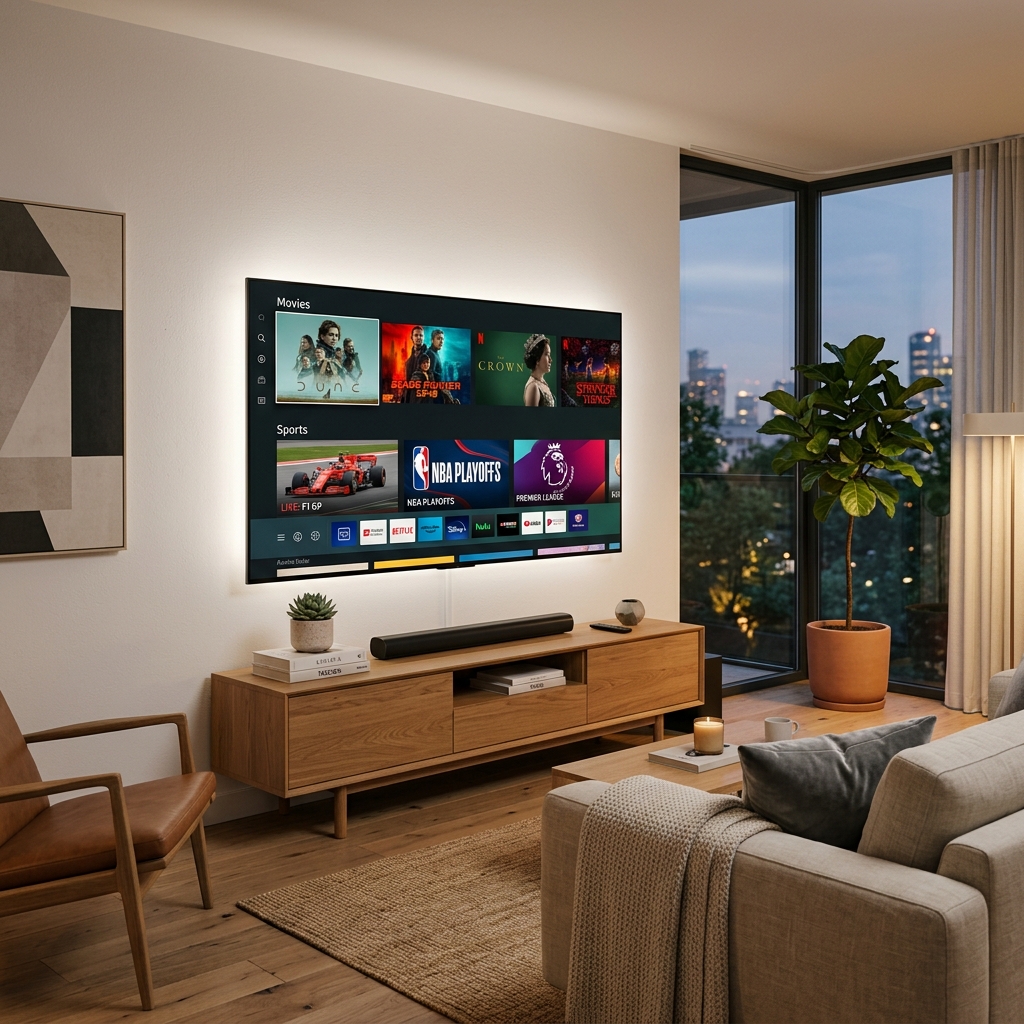 Home IPTV streaming living room setup for What is IPTV? Complete Beginner's Guide on IPTV4Cheap